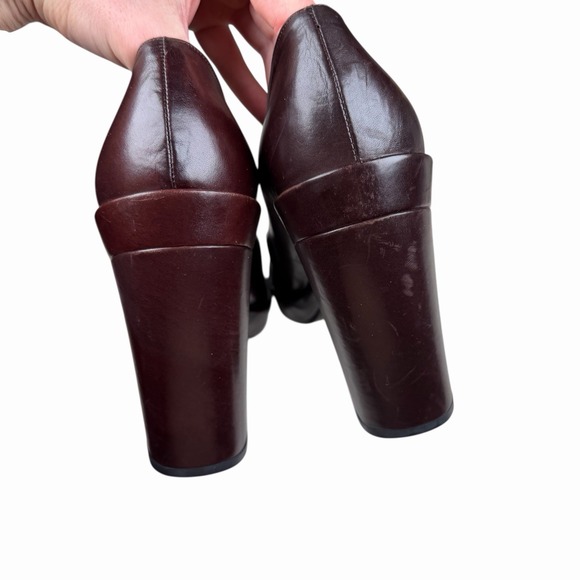 GUCCI‎ Women's Size 9 B Brown Leather Square Closed Toe High Block Hell Pumps - Picture 6 of 13